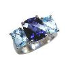Iolite and Blue Topaz Three Stone Ring